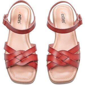 Women's Dark Red Flat Slide Sandals Casual Simple Strappy Slip On Shoes